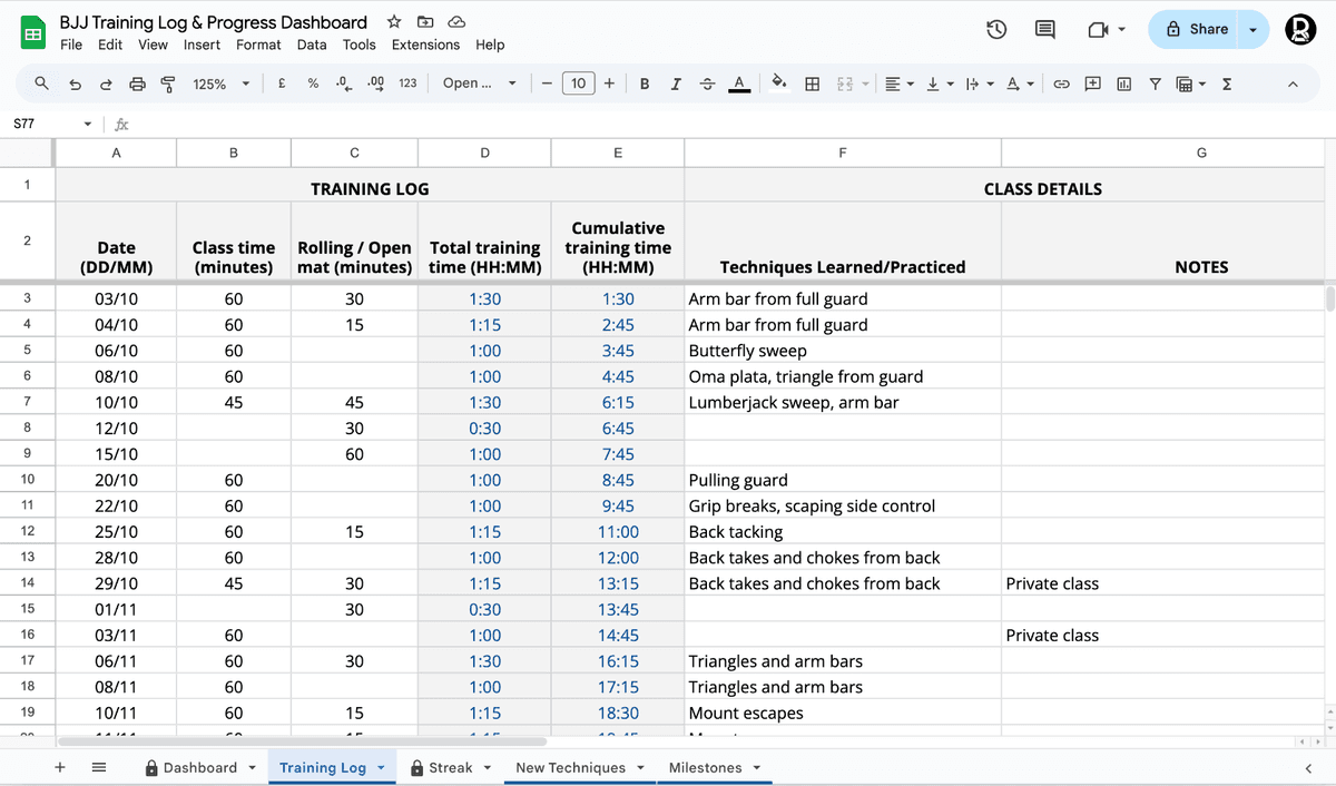 Training Log